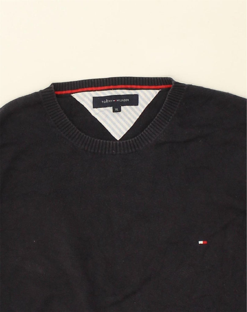 TOMMY HILFIGER Mens Crew Neck Jumper Sweater XL Navy Blue Cotton | Vintage Tommy Hilfiger | Thrift | Second-Hand Tommy Hilfiger | Used Clothing | Messina Hembry 