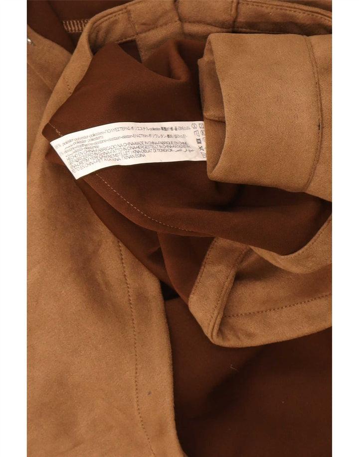 Zara Mens Hooded Lumberjack Shirt Medium Brown Polyester