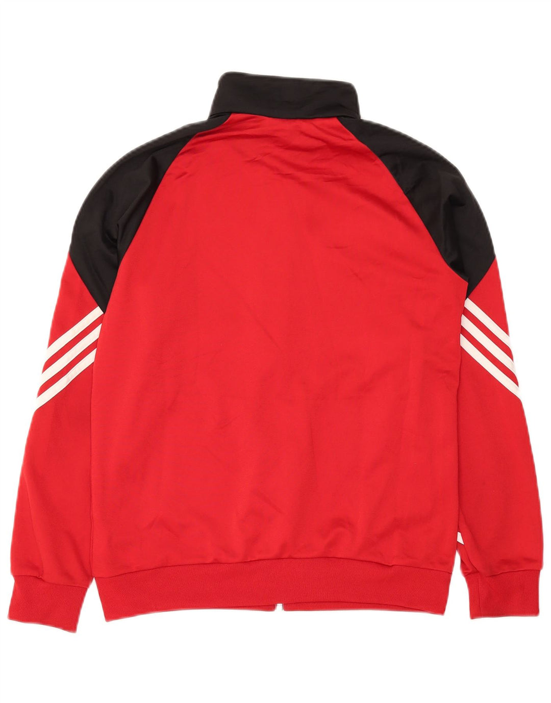 Adidas Boys Tracksuit Top Jacket 13-14 Years XL Red Colourblock Polyester