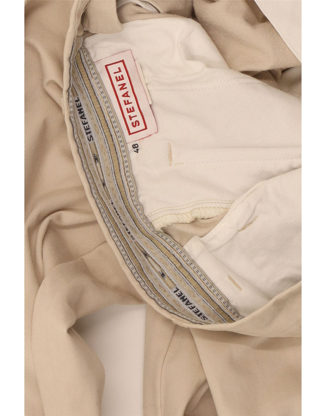 Stefanel Mens Pegged Chino Trousers IT 48 Medium W32 L35 Beige Cotton