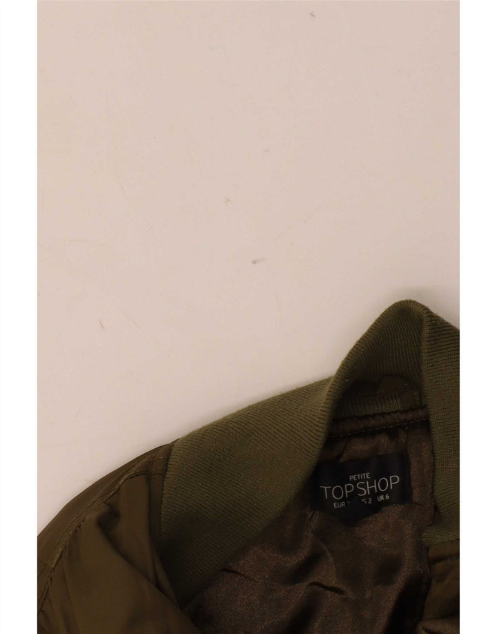 Topshop Womens Bomber Jacket UK 6 XS Khaki Polyester