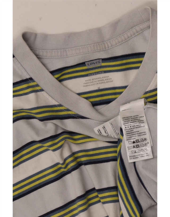 Levi's Mens Oversized T-Shirt Top Medium Grey Striped Cotton