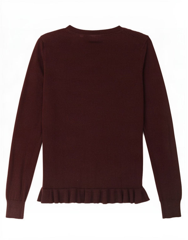 Oasis Womens Boat Neck Jumper Sweater UK 10 Small Burgundy Cotton
