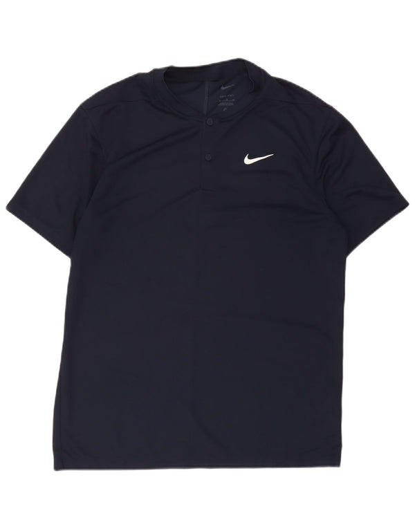 Nike Mens Dri Fit T-Shirt Top Medium Navy Blue Polyester