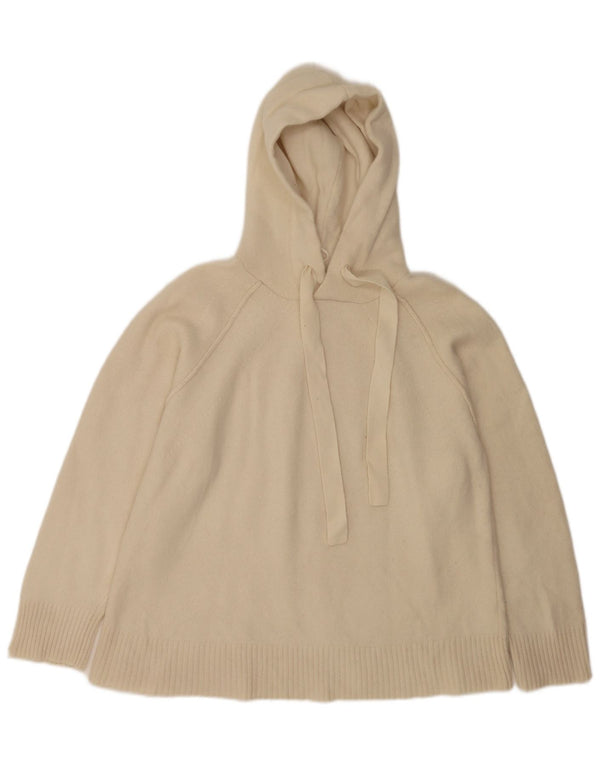 Reiss Womens Hooded Jumper Sweater UK 16 Large Off White Wool