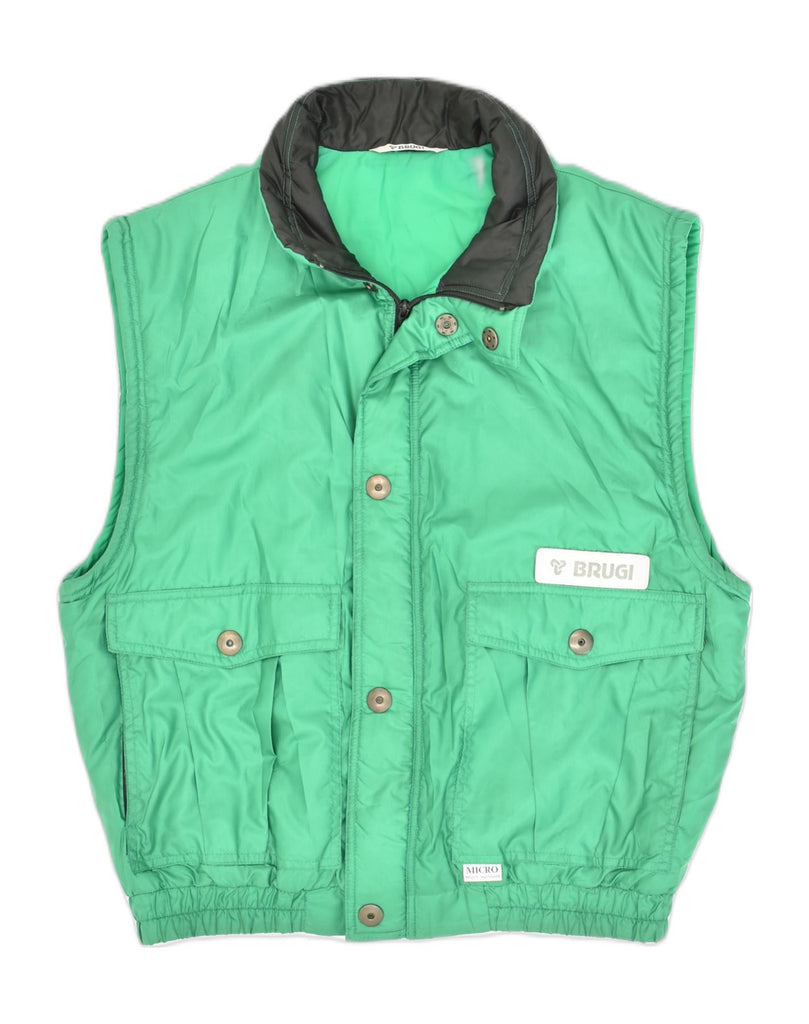 BRUGI Mens Padded Gilet UK 40 Large Green Polyester | Vintage Brugi | Thrift | Second-Hand Brugi | Used Clothing | Messina Hembry 