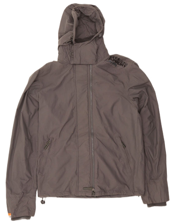 Superdry Mens Hooded Windbreaker Jacket UK 40 Large Grey Nylon