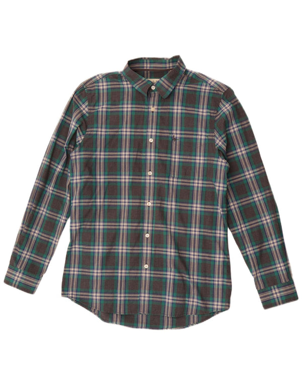 Jack Wills Mens Regular Fit Shirt Medium Green Plaid Cotton