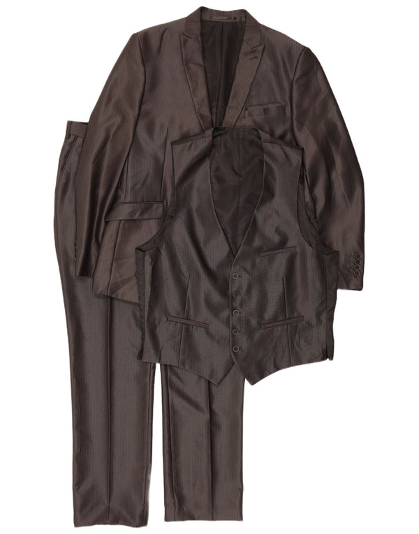 Angelo Litrico Mens 3 Piece Suit EU 54 2XL W38 L30 Grey Pinstripe Classic