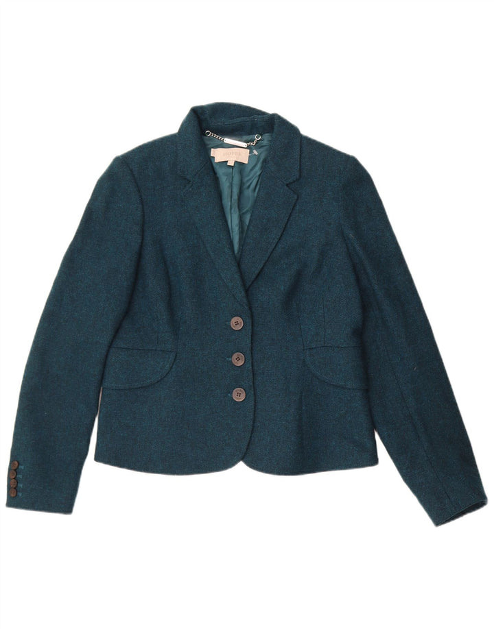 Hobbs Womens 3 Button Blazer Jacket UK 12 Medium Green Wool