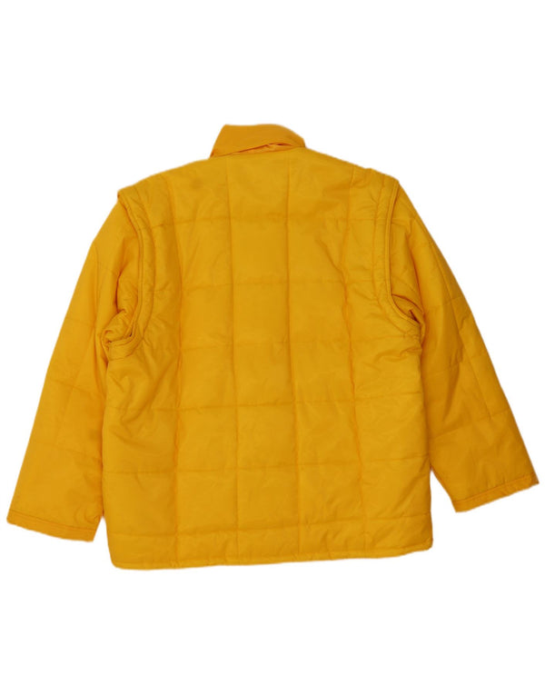 OXER Mens Hooded Padded Jacket UK 40 Large Yellow Polyamide