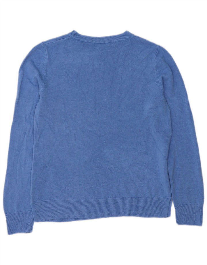 Marks & Spencer Womens Boat Neck Jumper Sweater UK 12 Medium Blue Acrylic