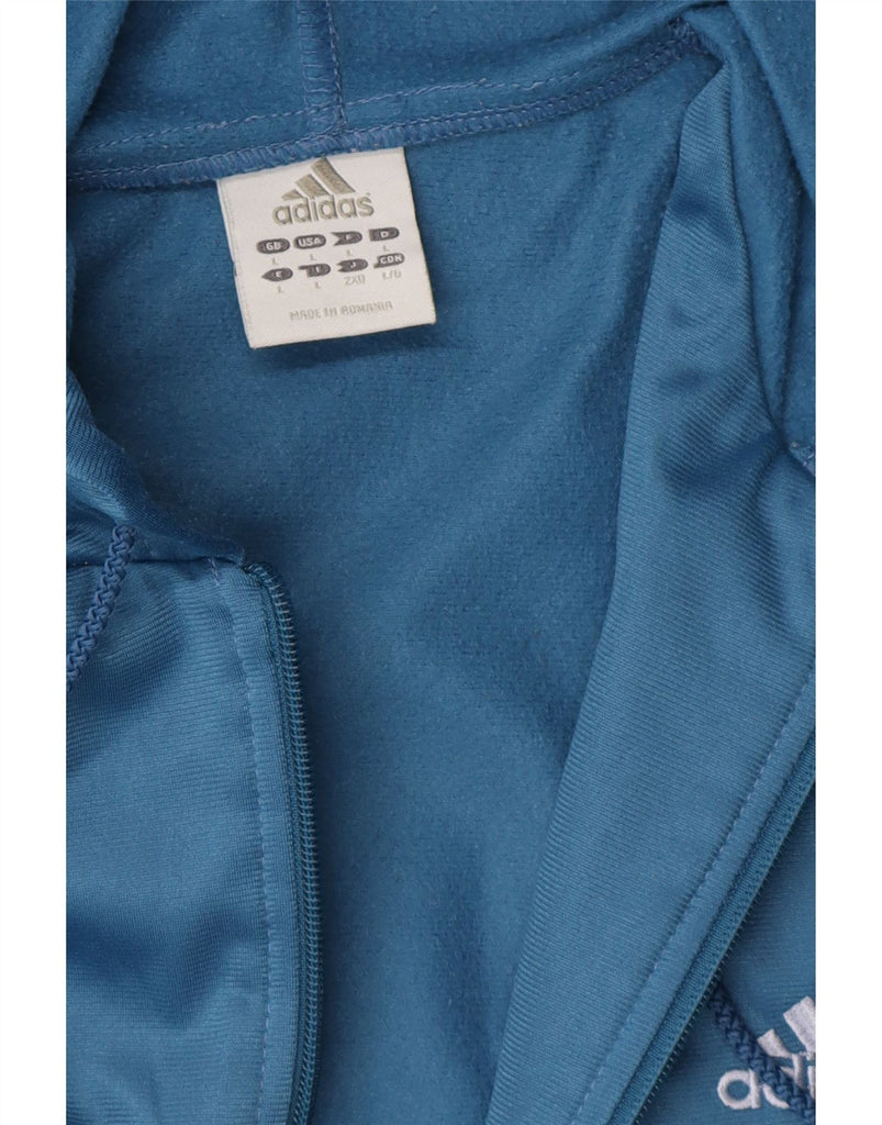 ADIDAS Womens Zip Hoodie Sweater UK 14 Large Blue Vintage Adidas and Second-Hand Adidas from Messina Hembry 