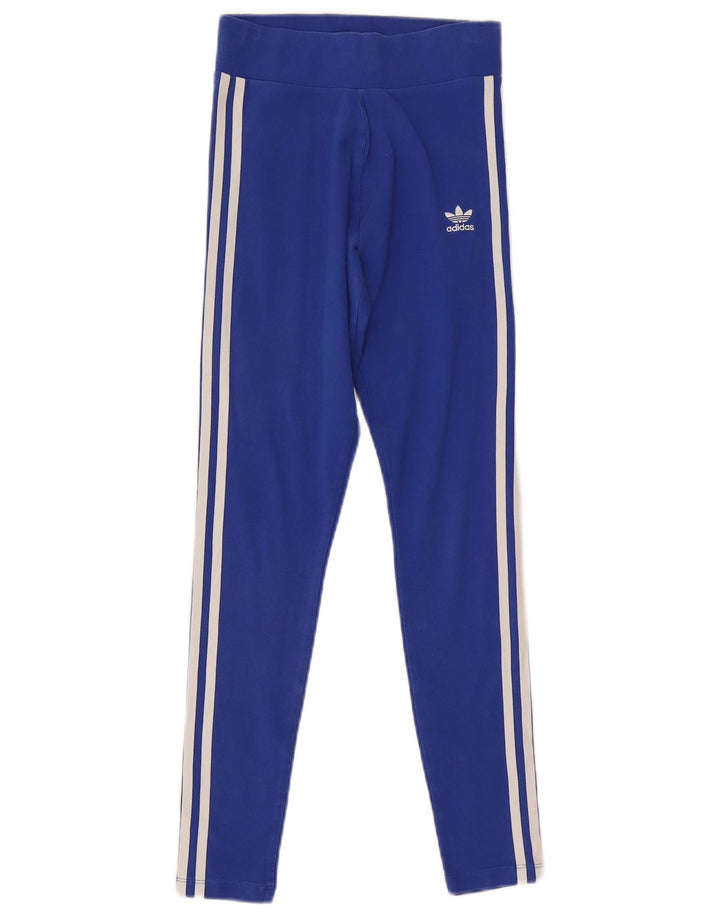 Adidas Womens Leggings UK 8 Small Blue Cotton