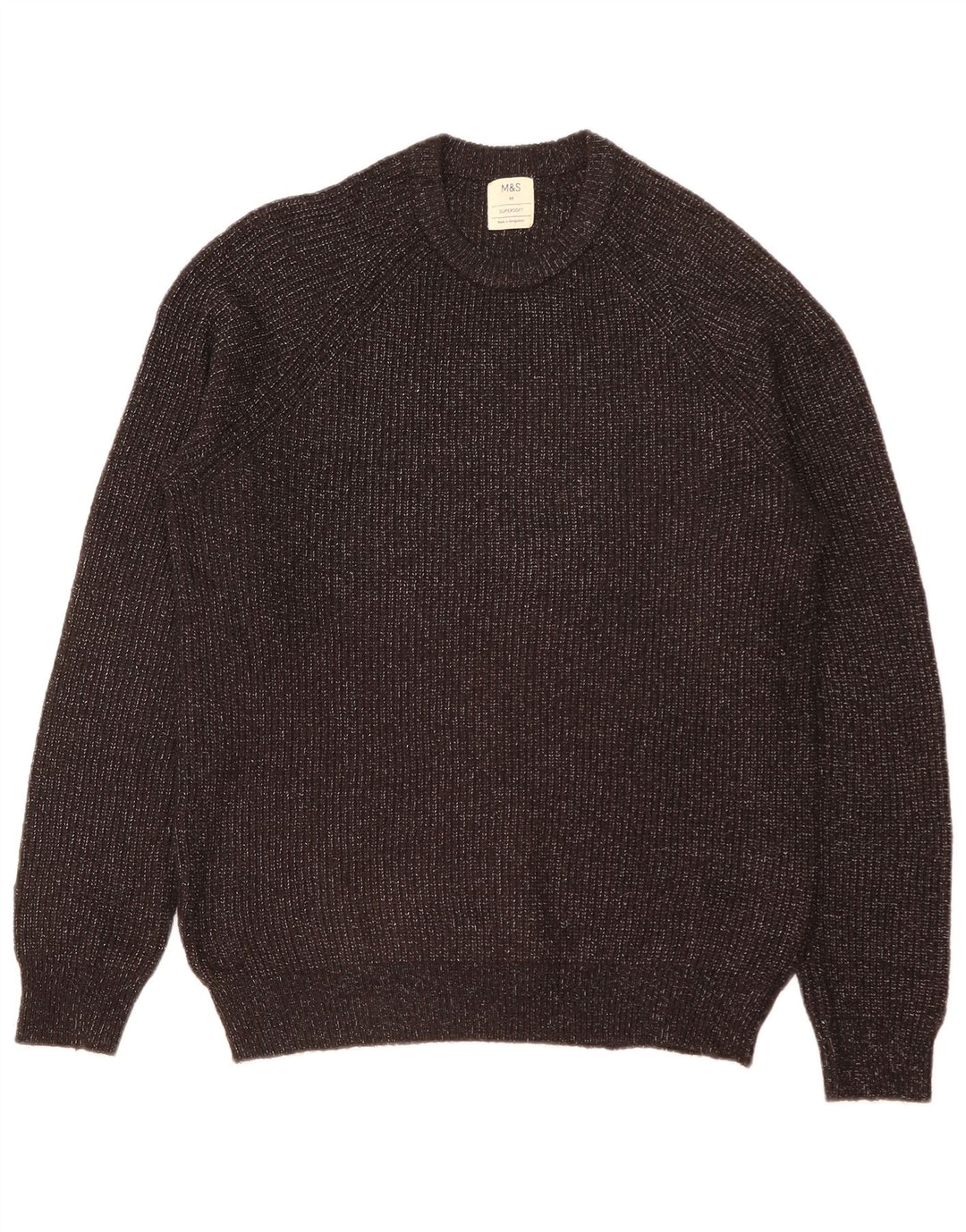 Marks & Spencer Mens Crew Neck Jumper Sweater Medium Black Flecked