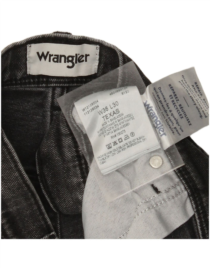 WRANGLER Mens Texas Straight Jeans W36 L30 Black Cotton
