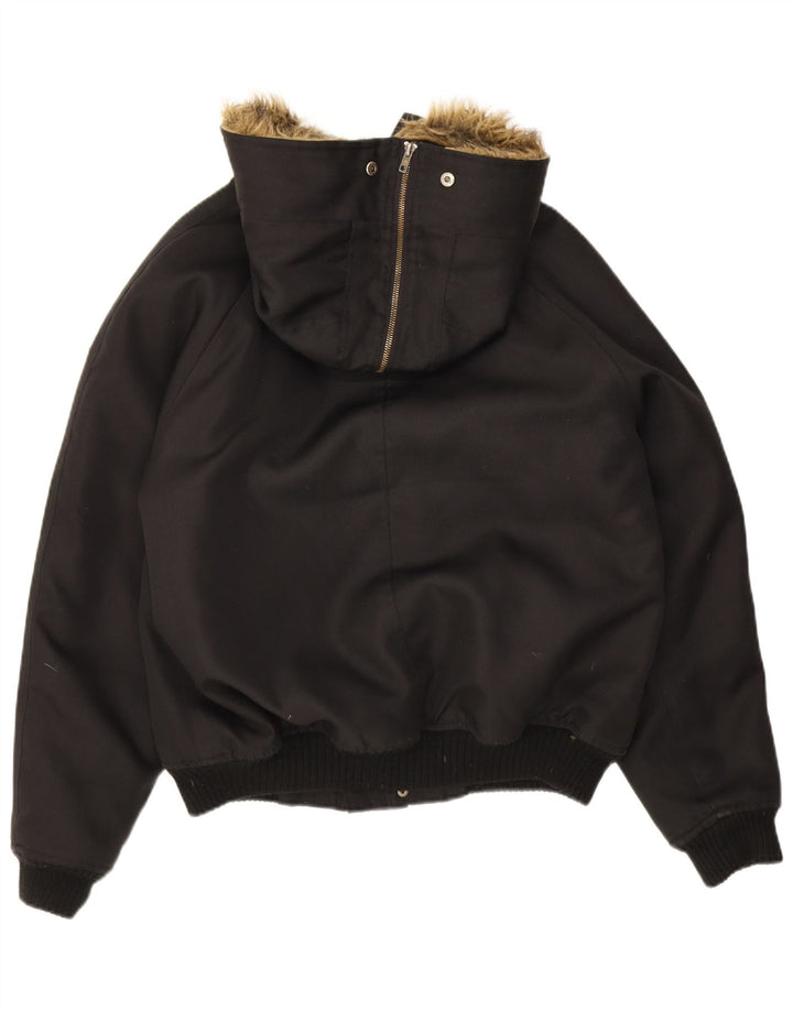 Woolrich Mens Hooded Bomber Jacket IT 46 Small Black Nylon