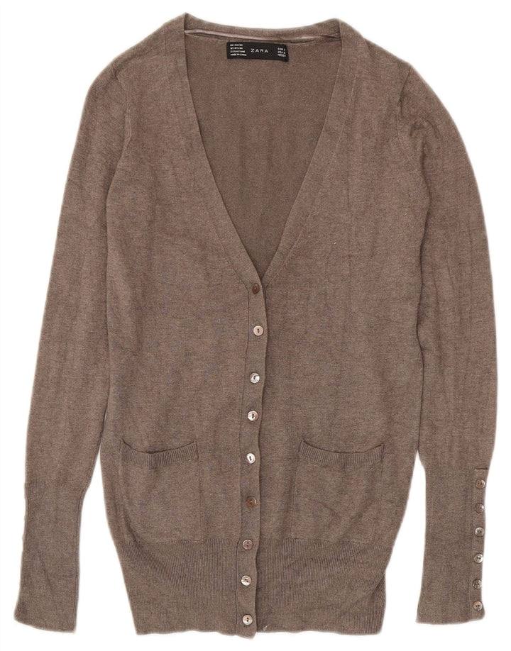 ZARA Womens Cardigan Sweater UK 10 Small Grey Rayon