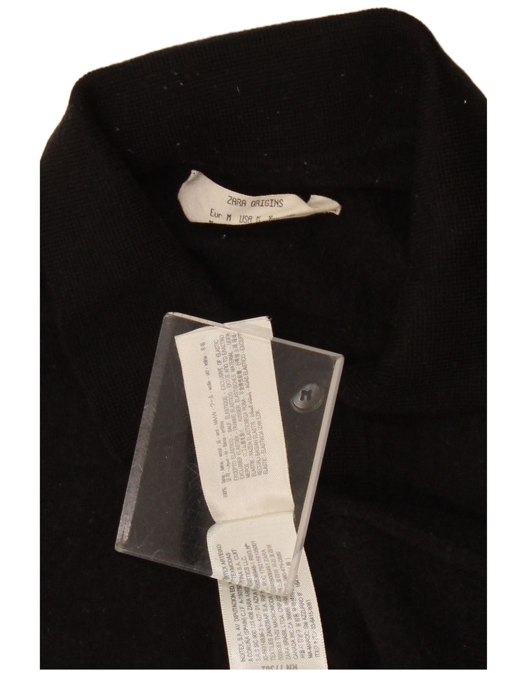 Zara Womens Polo Neck Jumper Sweater UK 12 Medium Black Wool