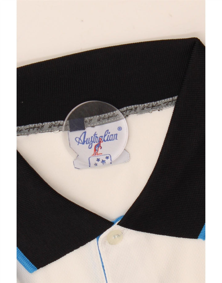 AUSTRALIAN L'ALPINA Mens Polo Shirt IT 50 Medium White Colourblock