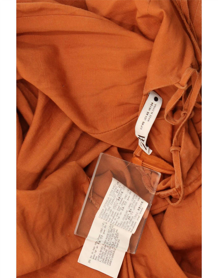 Zara Womens Maxi Sundress UK 6 XS Orange Lyocell
