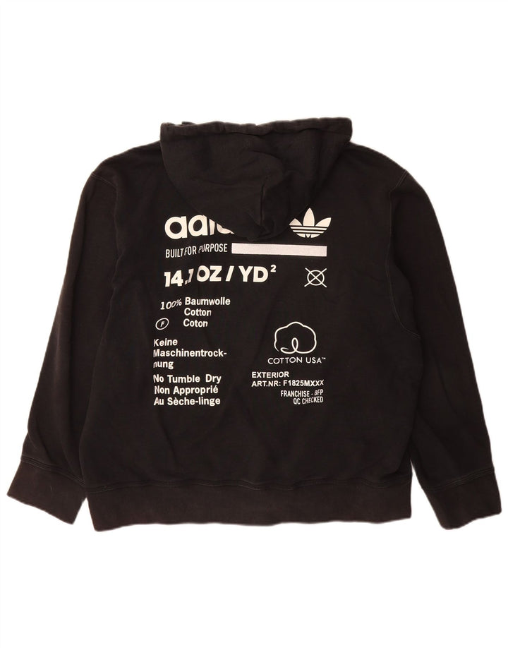 Adidas Mens Graphic Zip Hoodie Sweater Medium Black Cotton