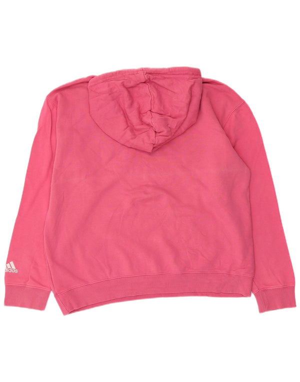ADIDAS Womens Graphic Hoodie Jumper UK 16/18 Large Pink Cotton