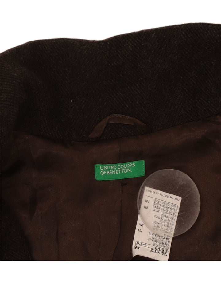 BENETTON Womens Overcoat IT 46 Large Brown Wool