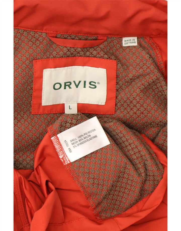 ORVIS Womens Hooded Raincoat UK 16 Large Orange Polyester
