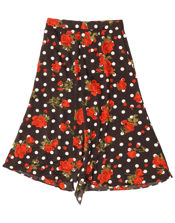 Zara Womens Asymmetric A-Line Skirt Medium W30 Black Floral Polyester
