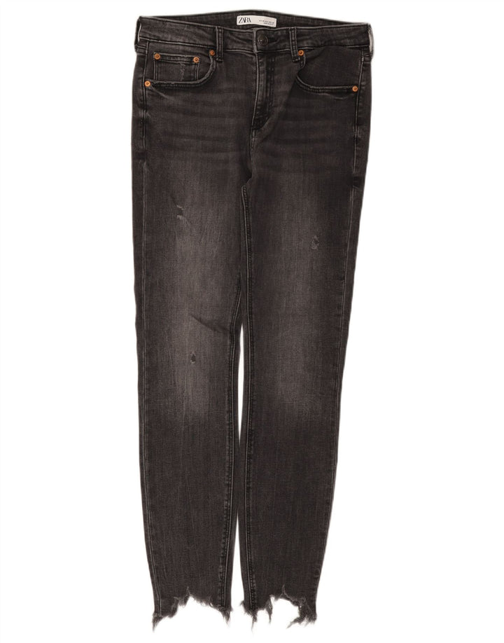Zara Womens Distressed Skinny Jeans EU 40 Medium W30 L28 Black