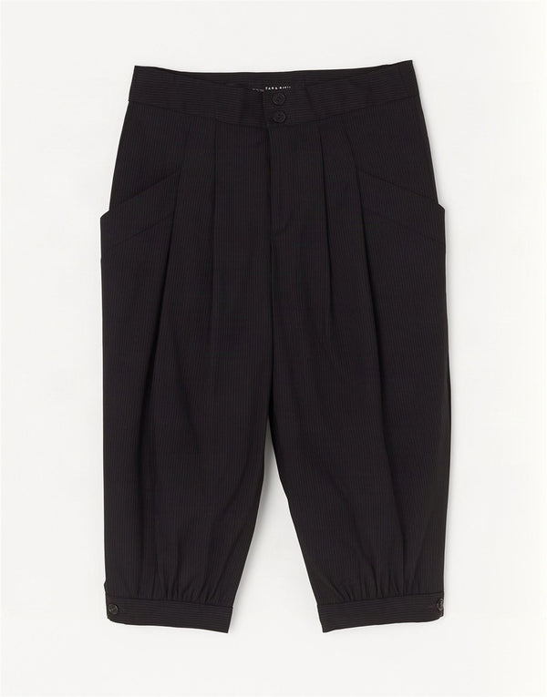 Zara Womens Pegged Capri Trousers Small W26 L18 Black Pinstripe