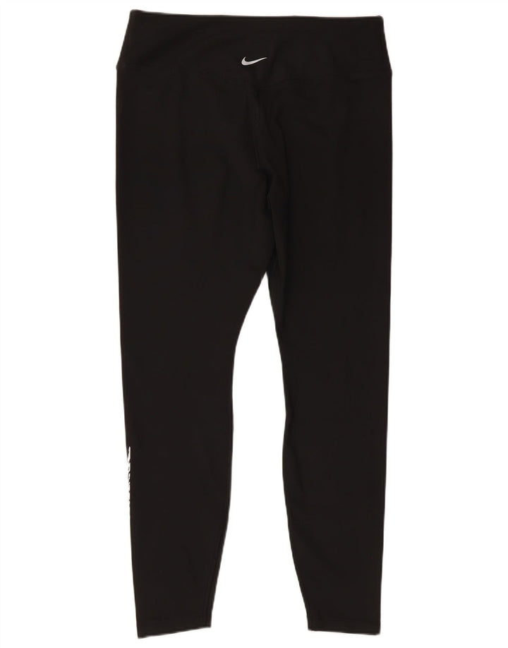 NIKE Womens Graphic Crop Leggings UK 14 Large Black Polyester