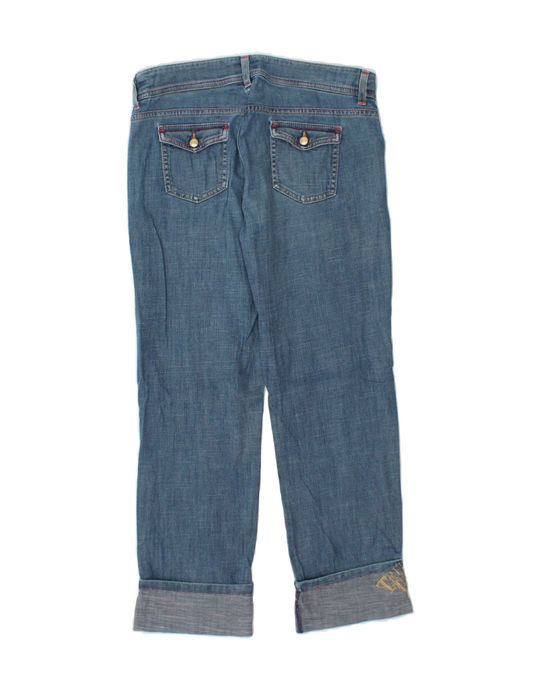 TRUSSARDI Womens Graphic Straight Jeans W28 L27 Blue Cotton Vintage Trussardi and Second-Hand Trussardi from Messina Hembry 