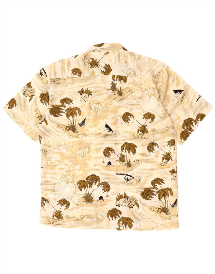 JACK & JONES Mens Short Sleeve Shirt Large Beige Hawaiian