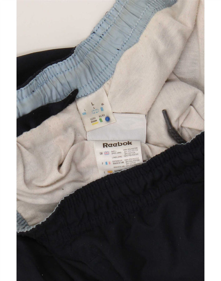 Reebok Mens Tracksuit Trousers Joggers Large Navy Blue Polyester