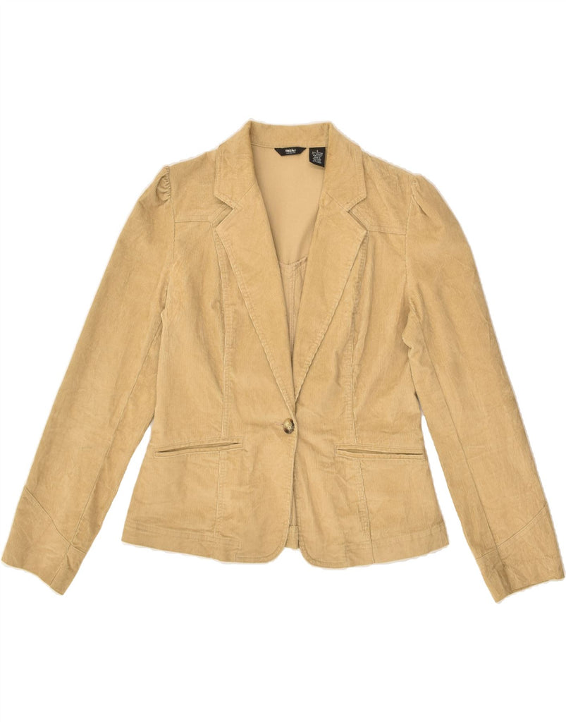 MOSSIMO Womens 1 Button Corduroy Blazer Jacket UK 10 Small Beige Cotton | Vintage Mossimo | Thrift | Second-Hand Mossimo | Used Clothing | Messina Hembry 