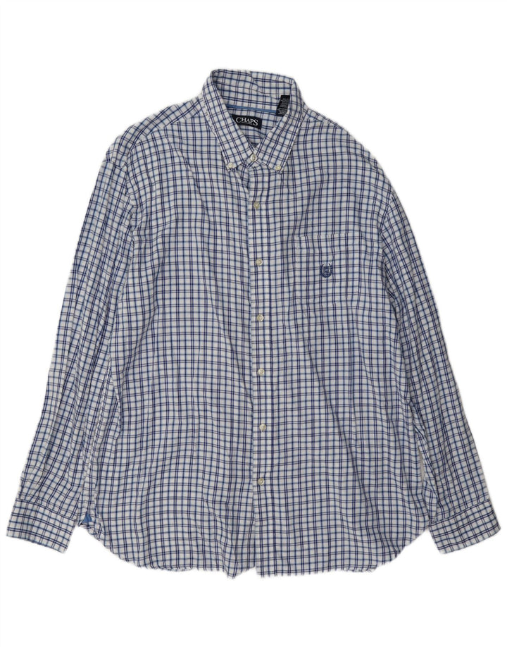 Chaps Mens Flannel Shirt XL Blue Check Cotton