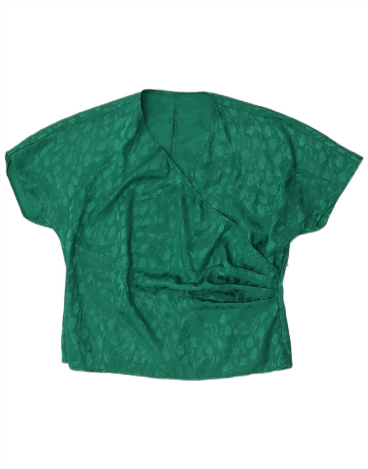 Vintage Womens Blouse Top UK 22 2XL Green Spotted Polyester