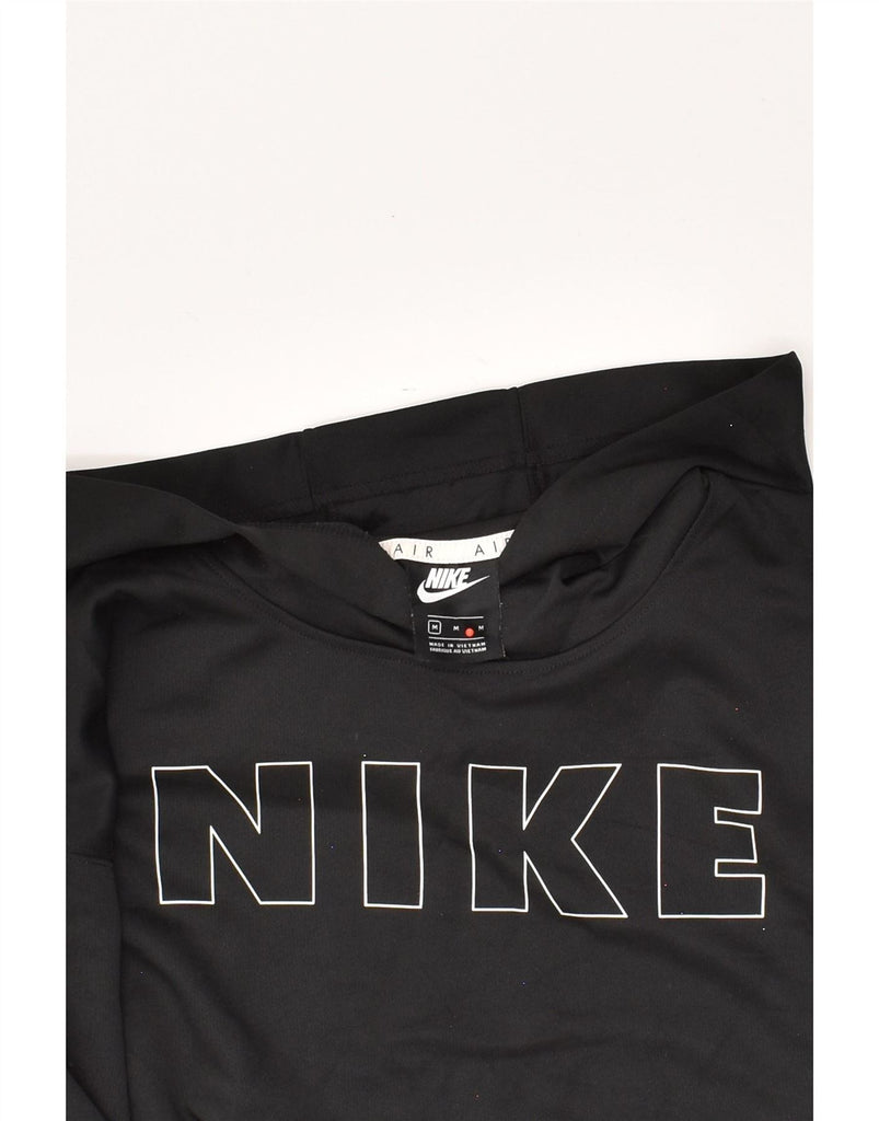 NIKE Womens Longline Graphic Hoodie Jumper UK 14 Medium Black Vintage Nike and Second-Hand Nike from Messina Hembry 