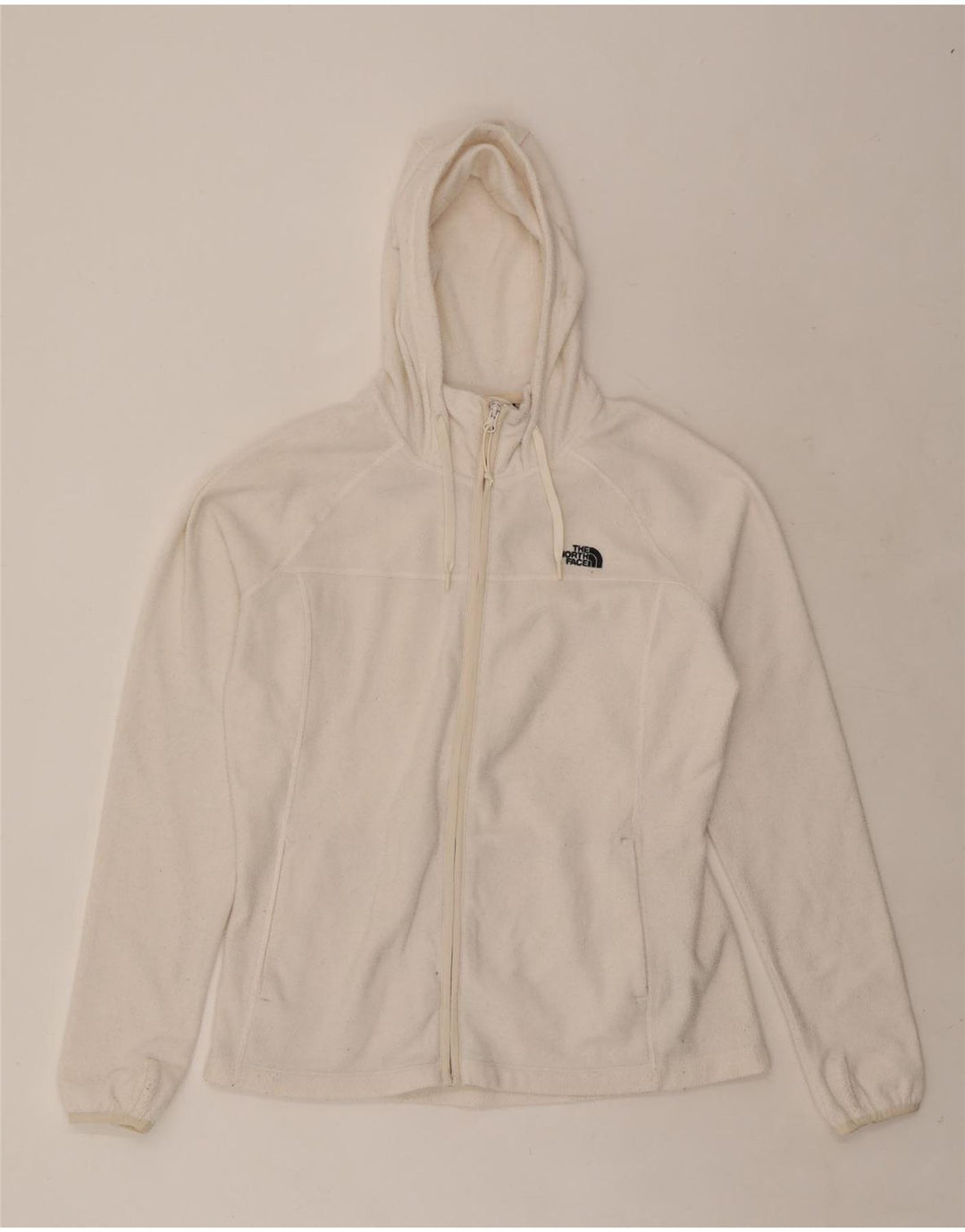 THE NORTH FACE Womens Hooded Fleece Jacket UK 16 Large White Polyester