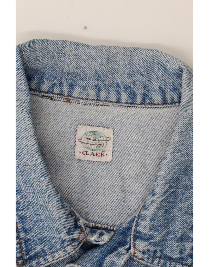 CLARK Womens Crop Oversized Denim Jacket UK 16 Large Blue Vintage CLARK and Second-Hand CLARK from Messina Hembry 