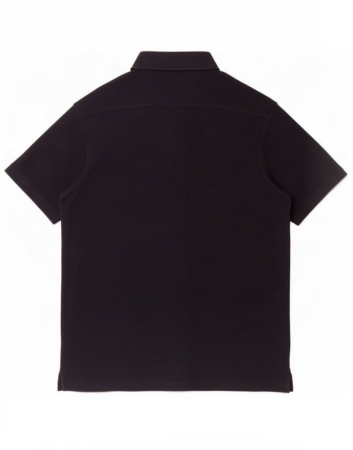 Massimo Dutti Mens Short Sleeve Shirt Small Black Cotton