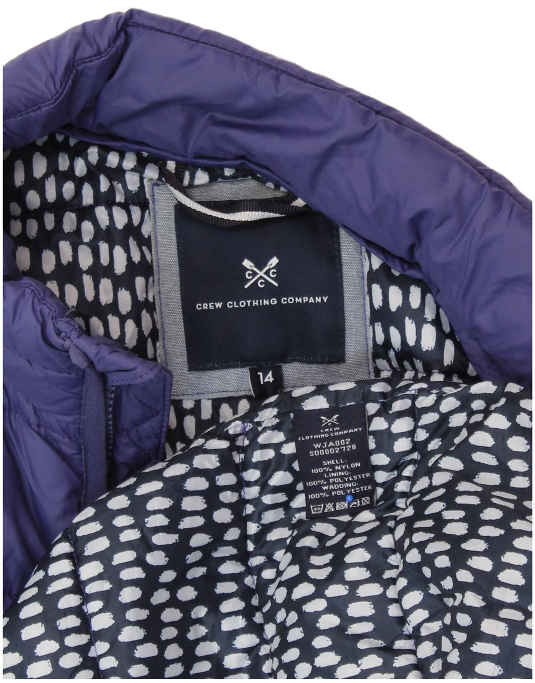 CREW CLOTHING Womens Padded Jacket UK 14 Large Navy Blue Nylon