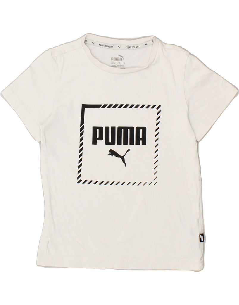 PUMA Boys Graphic T-Shirt Top 7-8 Years White Cotton | Vintage Puma | Thrift | Second-Hand Puma | Used Clothing | Messina Hembry 