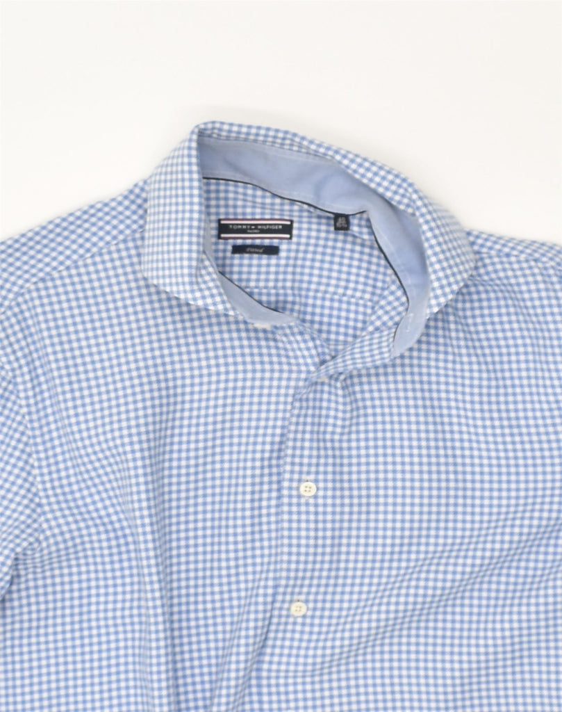 TOMMY HILFIGER Mens Shirt UK 15 3/4 Medium Blue Gingham Cotton | Vintage Tommy Hilfiger | Thrift | Second-Hand Tommy Hilfiger | Used Clothing | Messina Hembry 