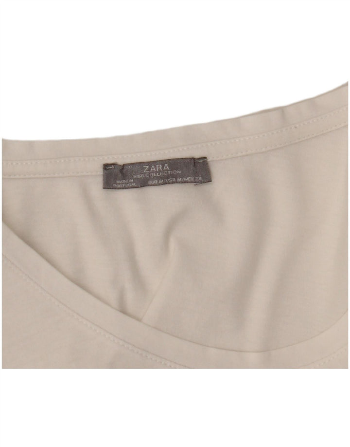 Zara Womens Crop Blouse Top UK 12 Medium White Floral