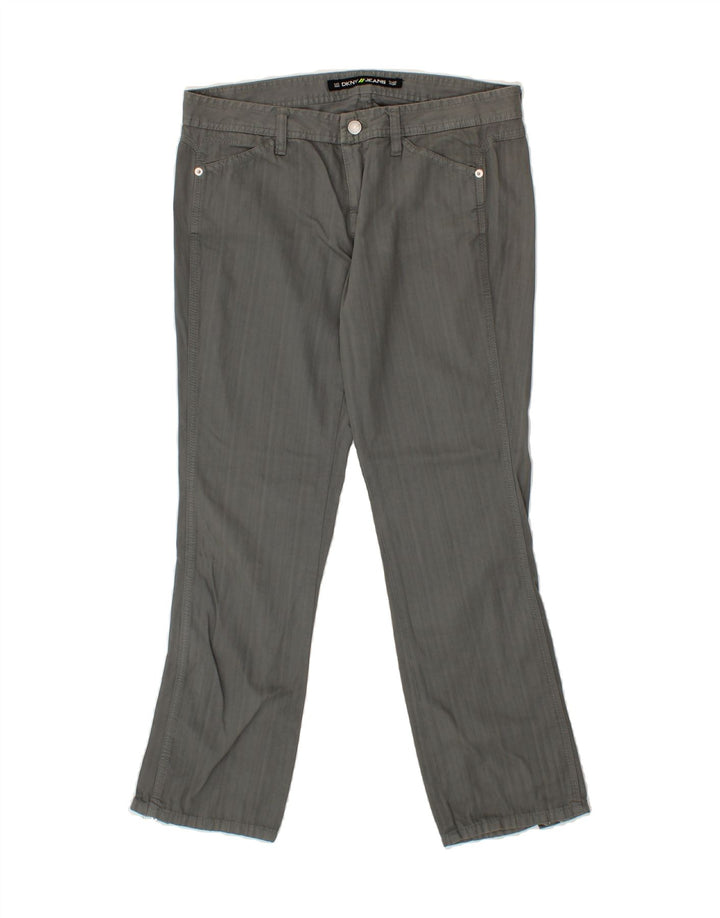 DKNY Womens Straight Casual Trousers W29 L28 Grey Cotton Vintage Dkny and Second-Hand Dkny from Messina Hembry 
