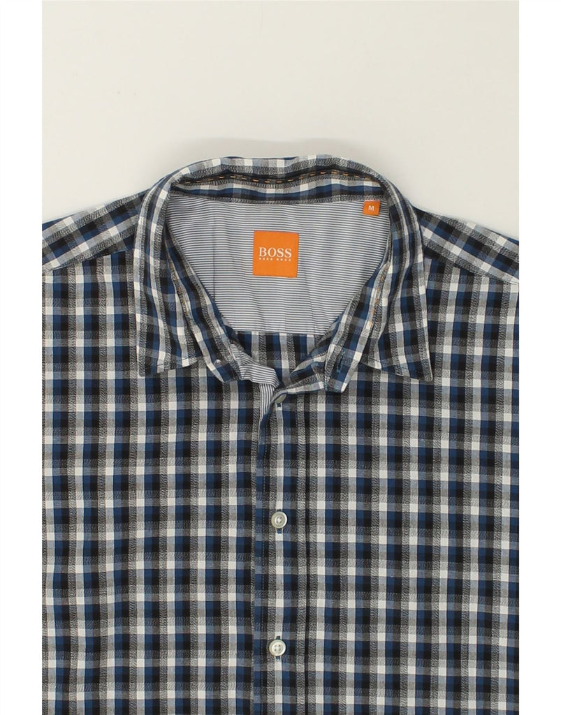 HUGO BOSS Mens Shirt Medium Blue Check Cotton | Vintage Hugo Boss | Thrift | Second-Hand Hugo Boss | Used Clothing | Messina Hembry 