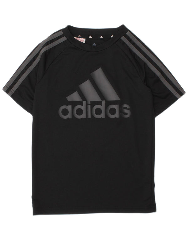 Adidas Boys Aeroready Graphic T-Shirt Top 7-8 Years Black Polyester